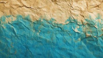 A blue and tan crumpled paper background photo
