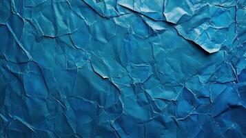 Crumpled blue paper texture background photo