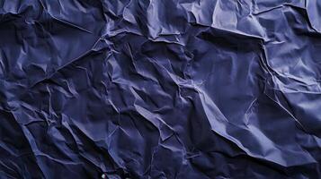 A close up of a crumpled blue paper photo