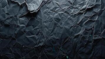 Crumpled paper background with black crumpled texture photo