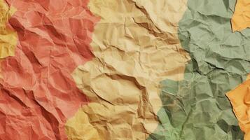 Crumpled paper background with different colors photo