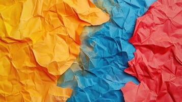 Colorful crumpled paper background with crumpled paper photo