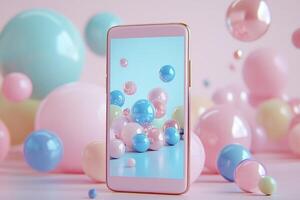 A smartphone with colorful bubbles on it photo