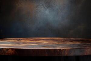 A wooden table with a dark background photo