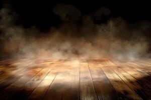 An empty room with smoke coming out of the floor photo