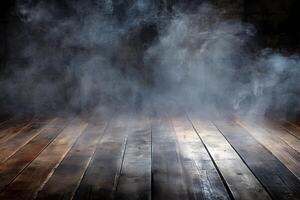An empty room with smoke coming out of the floor photo