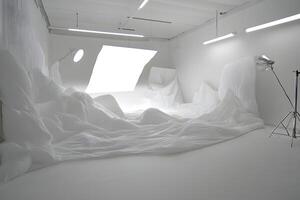 White fabric studio photoshoot setup photo