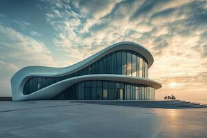 Coastal sunrise modern building photo