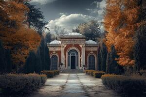 Autumnal Pavilion Park Path Landscape photo