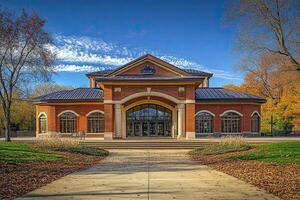 Autumn park building entrance photo