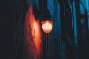 A warm light fixture illuminating a textured wall. photo