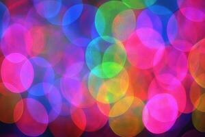 Abstract colorful bokeh lights creating a vibrant effect. photo