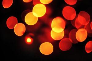 Abstract bokeh of warm orange and yellow lights. photo