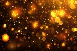 Abstract golden bokeh background with sparkling light effects. photo