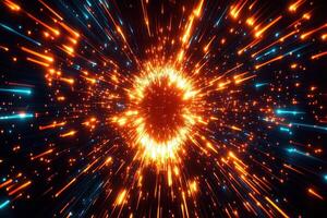 Abstract explosion of light and energy in space. photo
