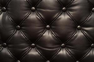 Close-up of a tufted leather surface with buttons. photo