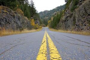 A winding road through a mountainous landscape. photo