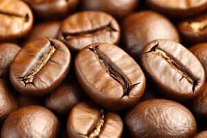Close-up of roasted coffee beans for brewing. photo