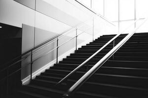 Modern staircase with railing in a bright setting. photo