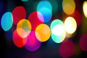 Colorful bokeh lights creating a vibrant, festive atmosphere. photo