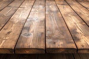 Close-up of wooden planks with a natural finish. photo