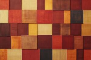 Colorful wooden squares arranged in a mosaic pattern. photo