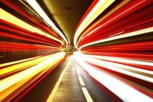 Motion blur of lights in a tunnel, conveying speed. photo