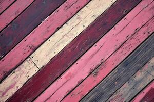Colorful wooden floor with a weathered appearance. photo