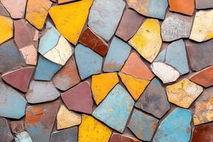 Colorful mosaic of irregular stone pieces. photo