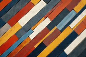 Colorful wooden planks arranged in a diagonal pattern. photo