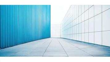 Blue wall modern building corridor, city background photo