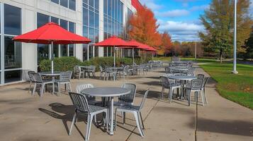 Autumn Patio Tables Office Building Lunch photo