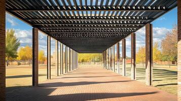 Autumn park walkway pergola shade design photo