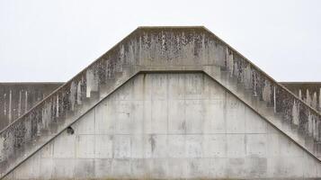 Concrete stairs, wall, overcast sky, coastal setting, architecture photo