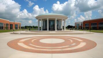 Campus rotunda, sunny day, plaza, students photo