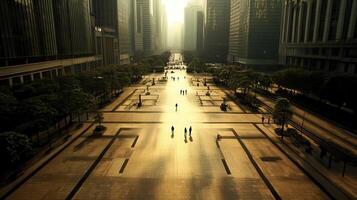 A city street with people walking in it photo