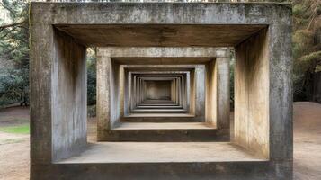 A concrete structure with a square shape in the middle photo