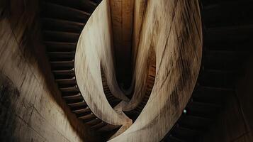 A spiral staircase with a curved wall photo
