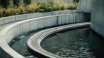 A man is sitting on a bench in a water fountain photo
