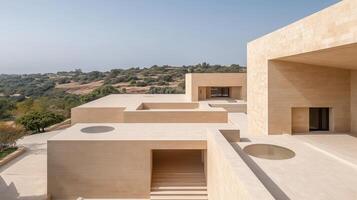 Desert villa rooftop, panoramic view, architecture, luxury photo