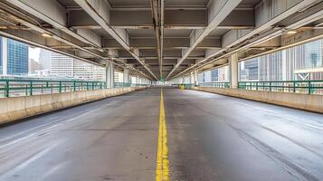 Empty city highway underpass, urban backdrop photo