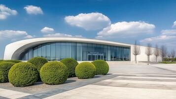 Modern building, spring landscape, sunny day, outdoor event photo