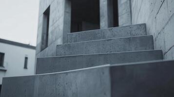 Modern concrete stairs, urban building, city backdrop, architectural design photo