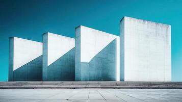 Modern concrete structures, outdoor plaza, clear sky, architectural design, website banner photo