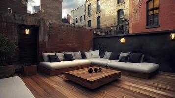 Rooftop Terrace Lounge, Cityscape View, Relaxation photo