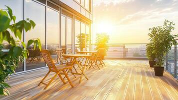 Rooftop Terrace Sunset Cityscape Relaxation photo