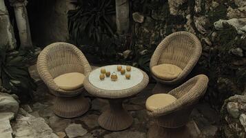 Secluded Garden Drinks, Stone Ruins, Relaxation photo