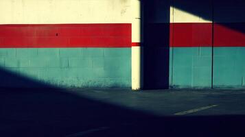 Sunlight shadows urban parking garage wall photo