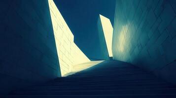 Sunlit Steps, Modern Architecture, Blue Sky photo