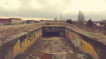 Urban decay Graffitied underpass, winter, town background photo